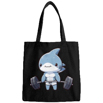 Discover Cute Muscular Shark Weightlifting Funny Workout Bags