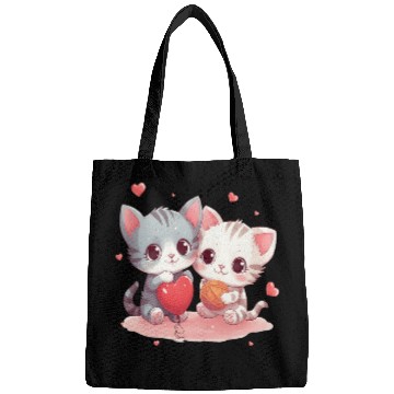 Discover Cute Kittens Hearts Knitting Wool Balls Cats Lover Design Bags