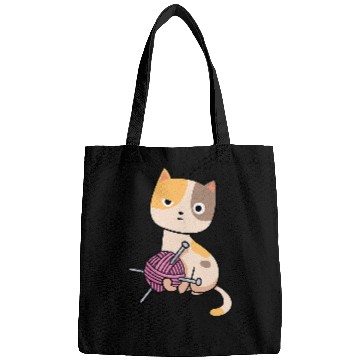 Discover Cute cat knitting wool Bags
