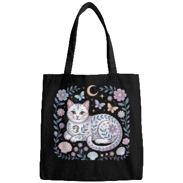 Discover Cancer Zodiac Cat Mystical Art Bags