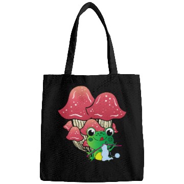 Discover Cute Frog And Mushroom House Toad Knitting Cottagecore Bags