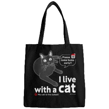 Discover I live with a cat CAT Solid Black version Bags
