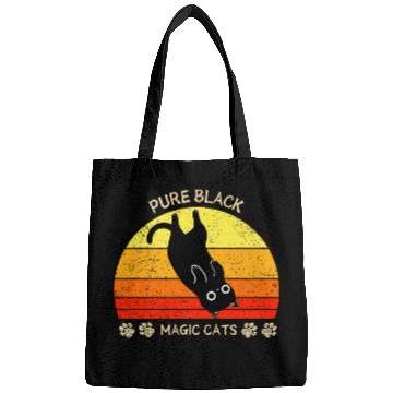 Discover Funny black cats vintages retro Pure black magic Bags