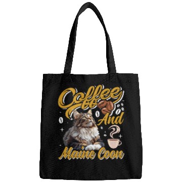 Discover Coffee Drinker MAINE COON AND COFFEE Funny Cat Mom Bags