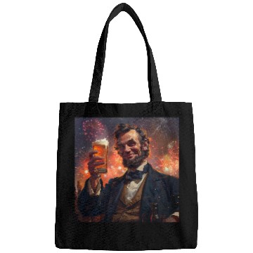 Discover Abraham Lincoln Drinking Beer Funny USA American Flag July 4 16 Bags
