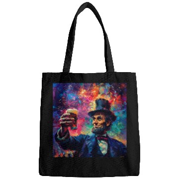 Discover Abraham Lincoln Drinking Beer Funny USA American Flag July 4 10 Bags