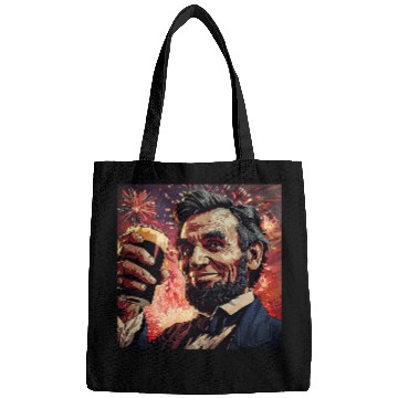 Discover Abraham Lincoln Drinking Beer Funny USA American Flag July 4 12 Bags