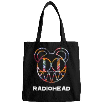 Discover Radiohead Colorful Strip Bear Head White Bags
