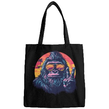 Discover Gorilla on Vacation with a Sunset Peace Sign Bags