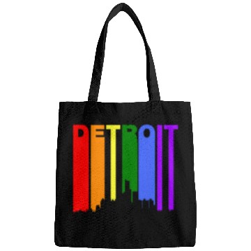Discover Detroit Michigan Gay Pride Rainbow Skyline Bags