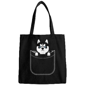 Discover Husky In Pocket Funny Cute Puppy Expression Bags