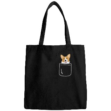 Discover Corgi In Pocket Funny Cute Puppy Big Happy Smile Bags