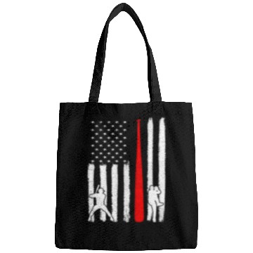 Discover Baseball Pitcher Batter American Flag 4th of July Bags