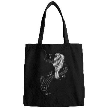 Discover Retro Microphone with music nout Bags