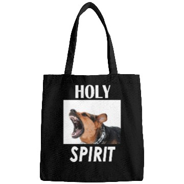 Discover Holy Spirit dog barking Bags