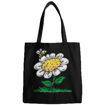 Discover COMMON DAISY FLOWER Bee Cartoon Comic Bags