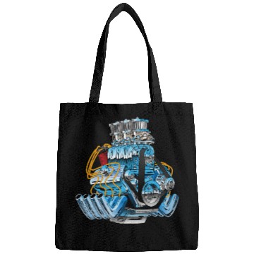 Discover Hot Rod Race Car Dragster Engine Cartoon Bags
