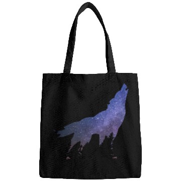 Discover Wolf wolves galaxy howl Bags