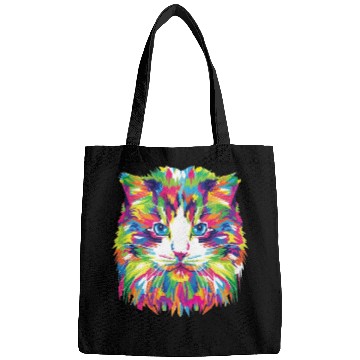 Discover Psychedelic Colorful Cat Abstract Kitten Bright Bags