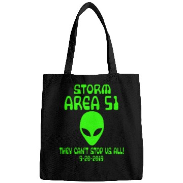 Discover Storm Area 51 they cant stop us all Memes alien Bags