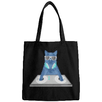 Discover Cat Disc Jockey Kitty DJ Graphic Funny Bags