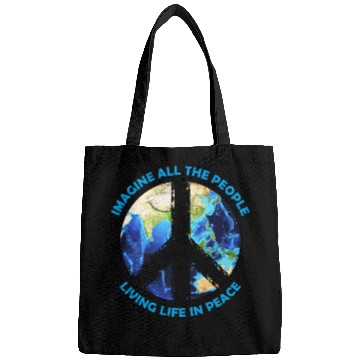 Discover Imagine all the people living life in peace Design Bags
