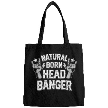 Discover Natural born Headbanger Devil horns Heavy Metal Bags