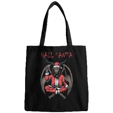 Discover Christmas Hail Santa Satanism Goat Baphomet Satan Bags