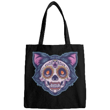 Discover Mexican skull cat Bags