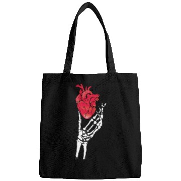 Discover Skeleton hand and red heart Bags