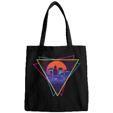 Discover future city synthwave Bags