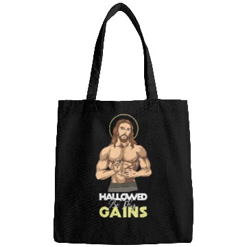 Discover Hallowed Be Thy Gains Jesus Weight Lifting Workout Bags