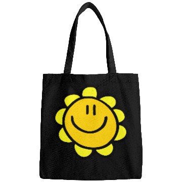 Discover happy smiling sun flower Bags
