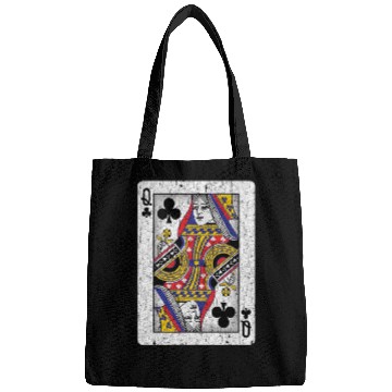 Discover queen of clubs playing card Bags