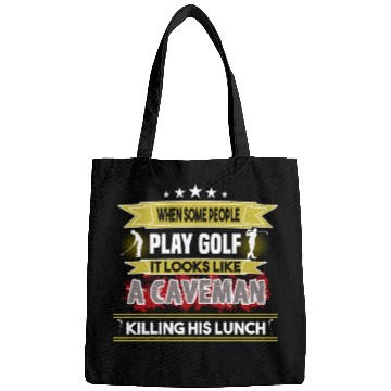 Discover play golf caveman humor golf humor funny golf gift Bags