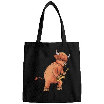 Discover Highland Cow Cattle Playing Saxophone Music Gift Bags