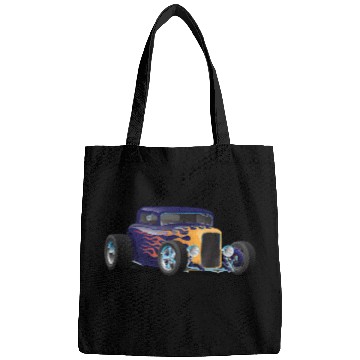 Discover Vintage Hot Rod Car with Classic Flames Bags