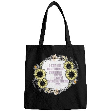 Discover Sunflower Cross Stitch I Can Do All Things Through Bags