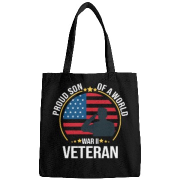 Discover Proud Son of a War II Veteran for Military Family Bags