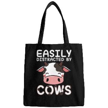 Discover Easily Distracted By Cows Farmer Farming Design Bags