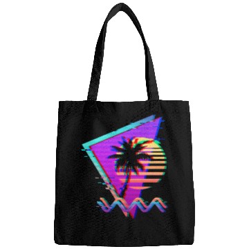 Discover Vaporwave Palm Tree Sunset 90s Glitch Aesthetic Bags
