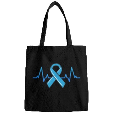 Discover Prostate Cancer Fighter Heartbeat Bags Blue Ribbon