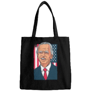Discover Joe Biden Cartoon Laughs with US Flag Bags