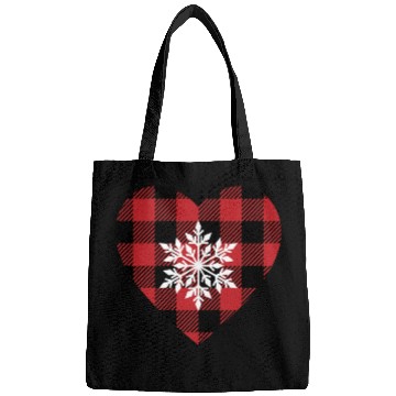 Discover Buffalo Plaid snowflake heart Bags