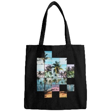Discover Palm Trees Beach Vacation Pixel Picture Colorful Bags