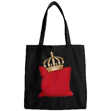 Discover red royal checked pillow with golden crown Bags