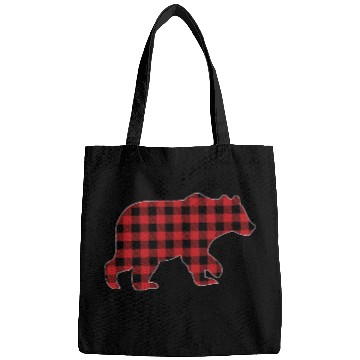 Discover Christmas Red Buffalo Plaid Check Vintage Bear Bags