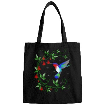 Discover Hummingbird with red flowers Bags