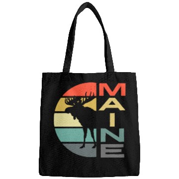 Discover Maine Moose Retro Sunset Acadia Nature Vintage Bags