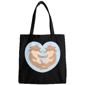 Discover Otter Couple In Love Blue Heart Bags